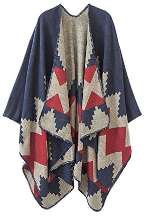 CHAOS THEORY WOMENS LADIES CHECKED KNITTED WINTER TARTAN CAPE STYLISHED PONCHO