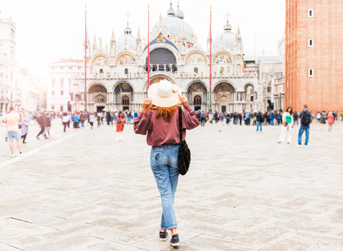 Woman Wearing Jeans in Piazza San Marco - Venezia