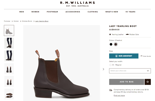 RM Williams Lady Yearling Boot official website